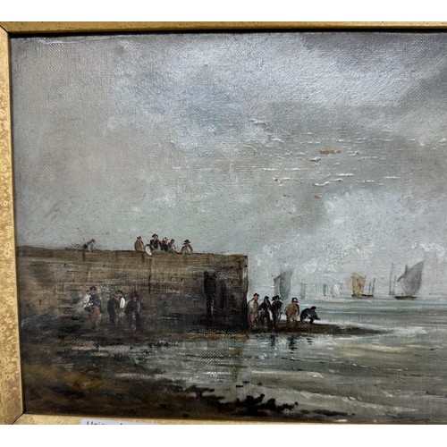 610 - A Victorian gilt framed oil on canvas seascape, COLLECT ONLY.