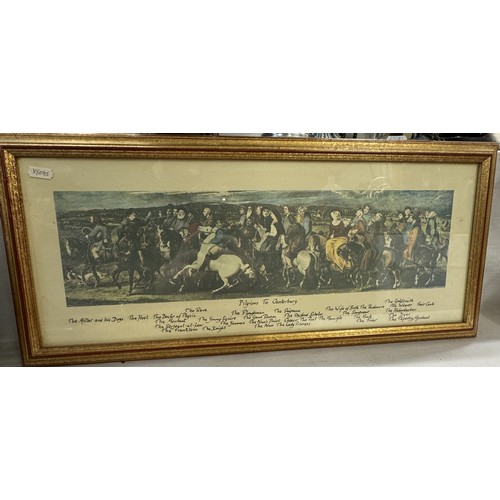 643 - A pair of 19th century framed and glazed engravings including 'Pilgrim to Canterbury'. COLLECT ONLY.