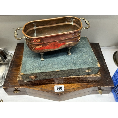 100 - 3 Cutlery cases some with cutlery & a copper pot