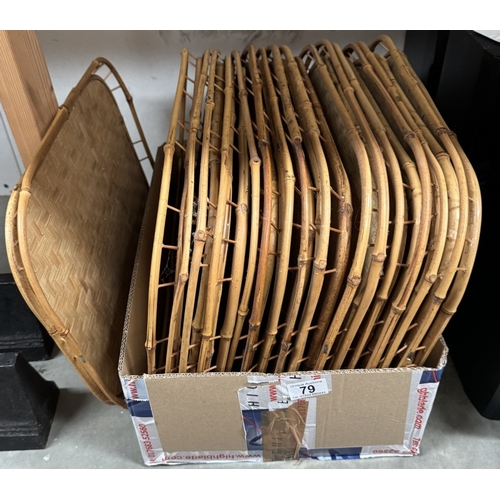 79 - A quantity of Wicker / bamboo trays (approximately 15)