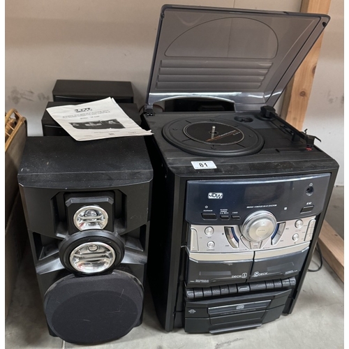 81 - A JDW music centre turntable, tape and CD player