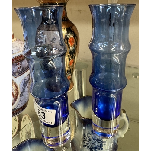 83 - A pair of blue vases, Chinese vase & Egyptian vase