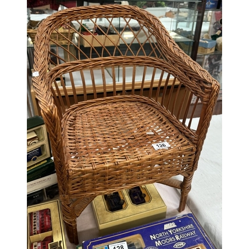 126 - A Wicker chair (Would suit a small child or big doll)