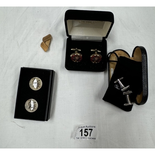 157 - Four pairs of cuff links including aircraft related etc.,