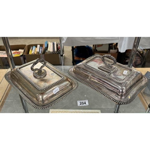 204 - Two 1930s silver plated rectangular tureens