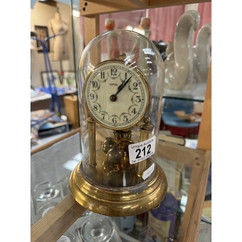 212 - A Capital anniversary clock under glass dome