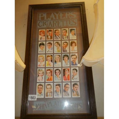 1503 - A framed and glazed set of Player's cigarette cards - Film Stars, COLLECT ONLY.