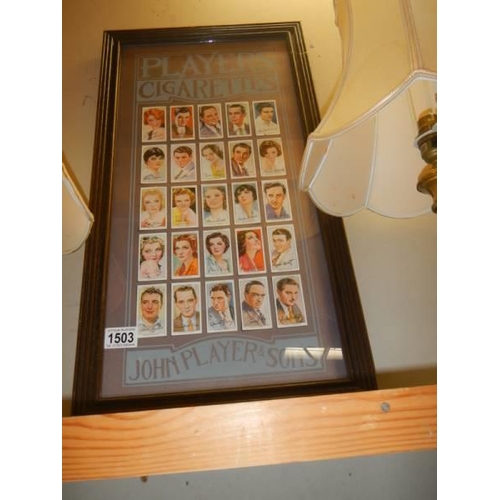 1503 - A framed and glazed set of Player's cigarette cards - Film Stars, COLLECT ONLY.