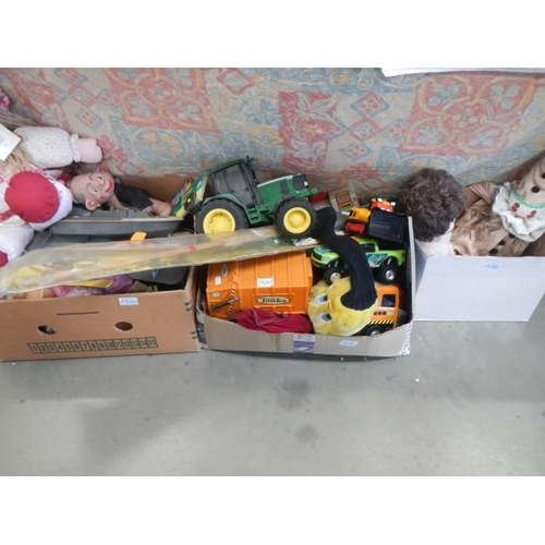 1520 - Three boxes of assorted toys and dolls. COLLECT ONLY.