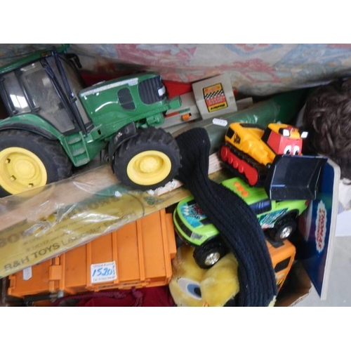 1520 - Three boxes of assorted toys and dolls. COLLECT ONLY.