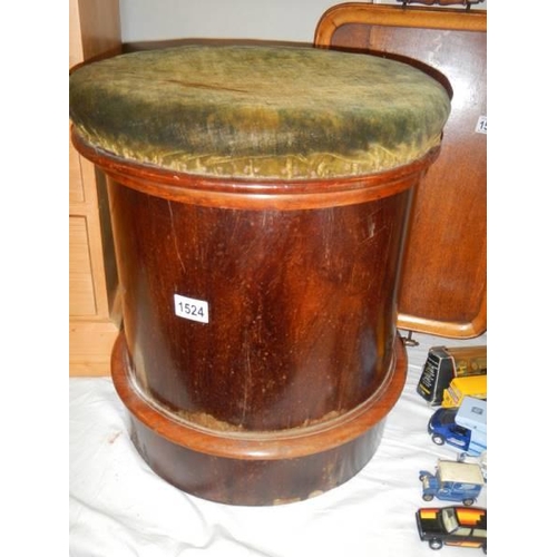 1524 - A Victorian mahogany commode stool. COLLECT ONLY.