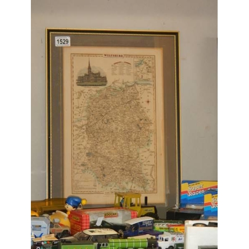 1529 - A framed and glazed old map of Wiltshire, COLLECT ONLY.