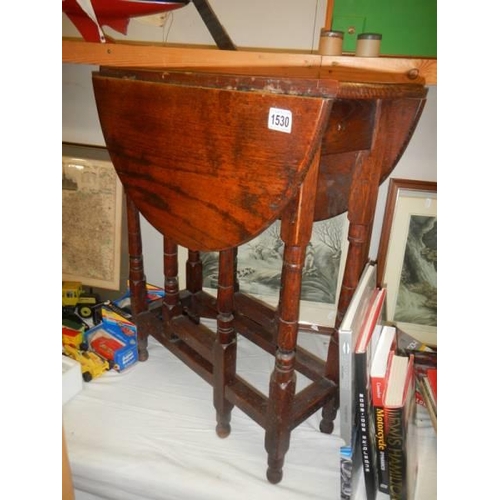 1530 - A nice small oak gate leg table, COLLECT ONLY.