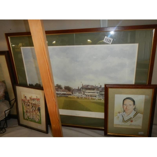 1535 - Three framed and glazed cricket related prints.