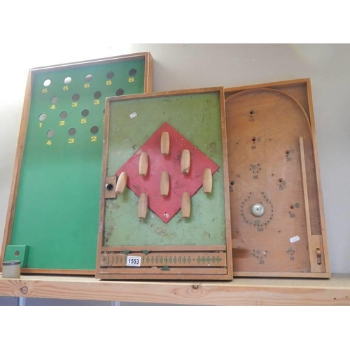 1553 - Two vintage bagatelle games and another game, COLLECT ONLY.