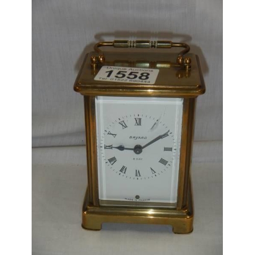 1558 - A brass carriage clock, in working order.