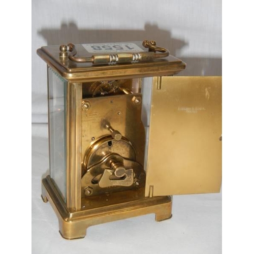 1558 - A brass carriage clock, in working order.