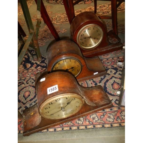 1585 - Three Napoleon hat mantle clock for spare or repair.