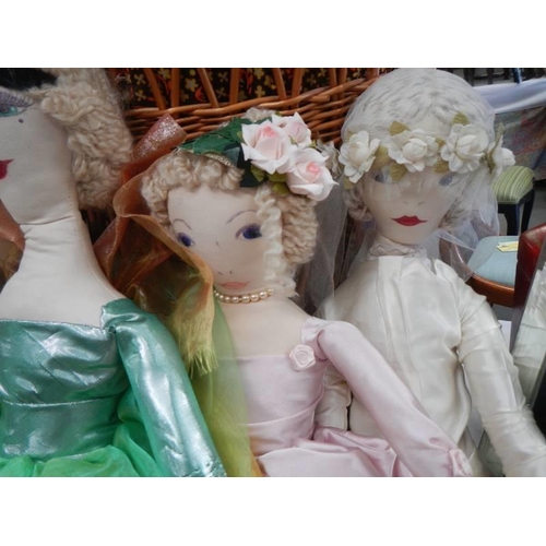 1590 - Four hand made rag dolls as flapper girls.