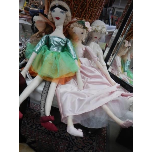 1590 - Four hand made rag dolls as flapper girls.