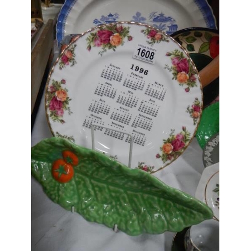 1608 - A collection of plates including Royal albert calendar plates, meat platter etc., COLLECT ONLY.