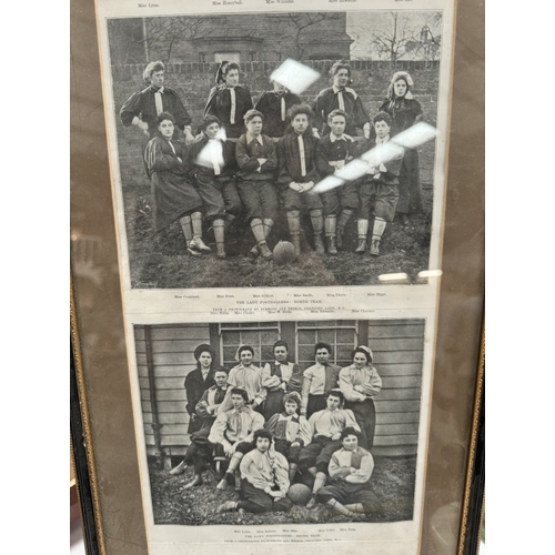 1690 - A framed & glazed picture The Lady Footballers North & South team. A Photograph by Symmons and Thiel... 