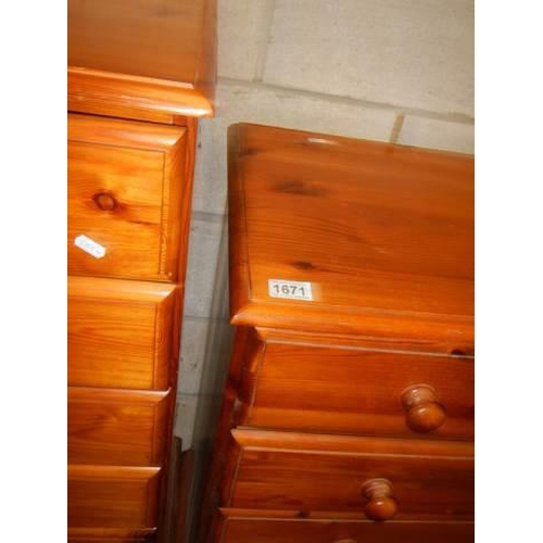 1672 - A two over four pine chest of drawers, COLLECT ONLY.