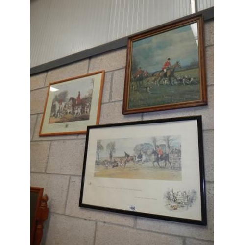 1680 - Four framed and glazed prints including old hunting COLLECT ONLY.