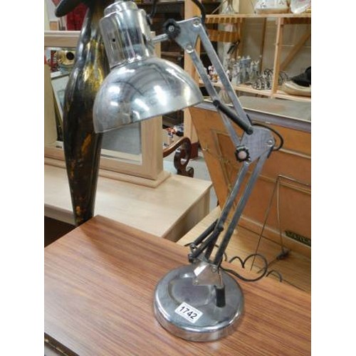 1742 - A chrome adjustable table lamp.