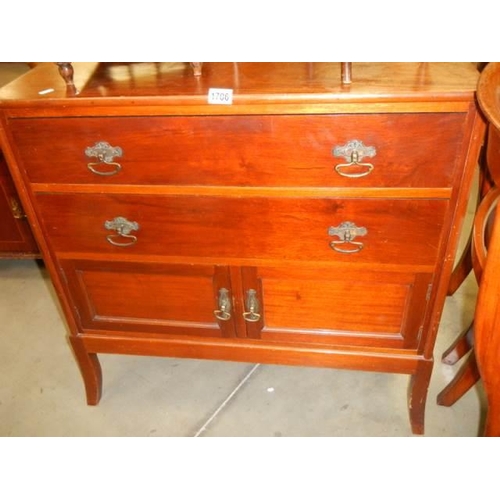 1706 - A Victorian mahogany two drawer two door cabinet, COLLECT ONLY.