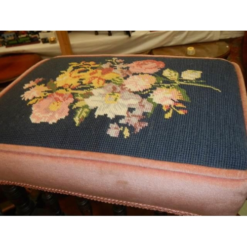 1707 - A Victorian tapestry topped stool and a Victorian foot stool. COLLECT ONLY.