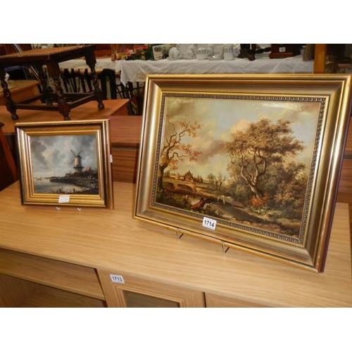 1714 - Two gilt framed rural scenes, COLLECT ONLY.