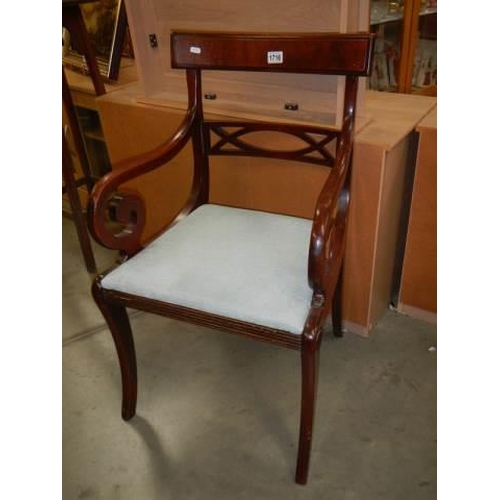 1716 - A mahogany elbow chair, COLLECT ONLY.