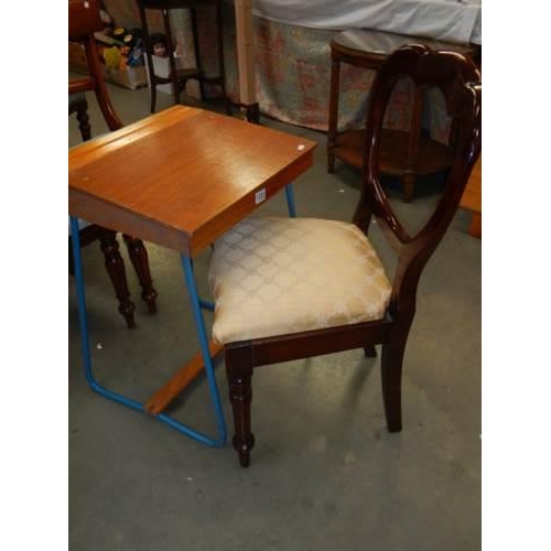 1723 - A small school desk and a mahogany chair, COLLECT ONLY.