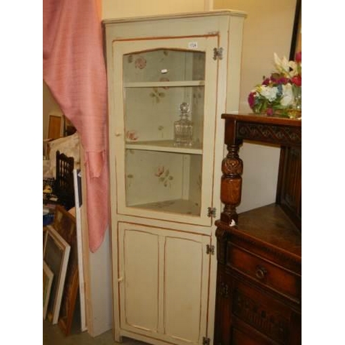 1724 - A 20th century painted corner cabinet, COLLECT ONLY.