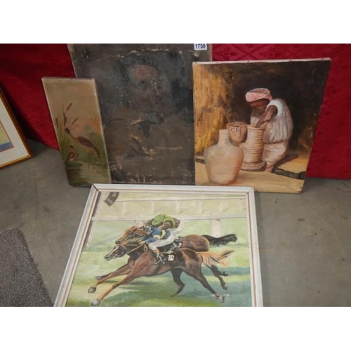 1750 - A quantity of oil paintings etc.,