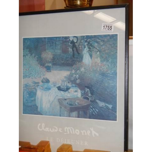 1755 - A Claude Monet Le Dejeunes framed and glazed print