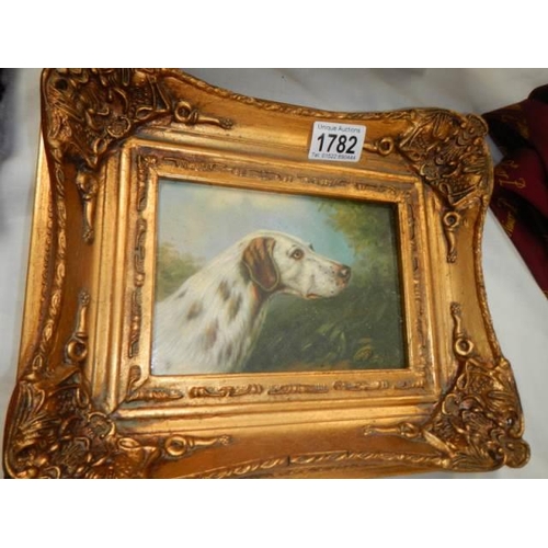 1782 - 2 studies of dogs in lovely gilt frames