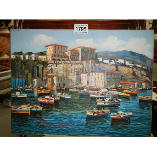 1795 - An oil on canvas sorretto fine art shop Patrizio Mele harbour scene