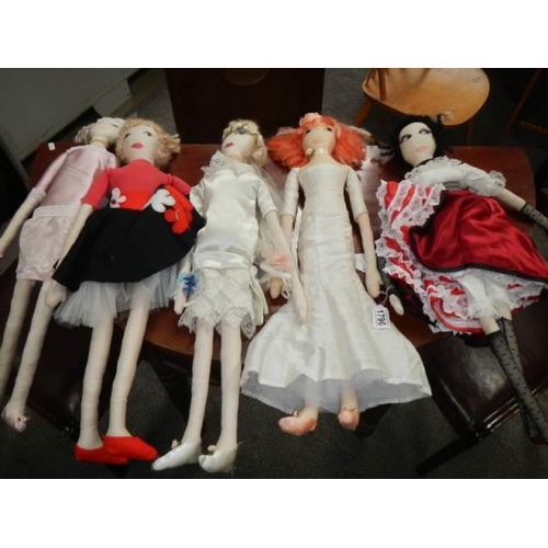 1796 - Five hand made art dolls