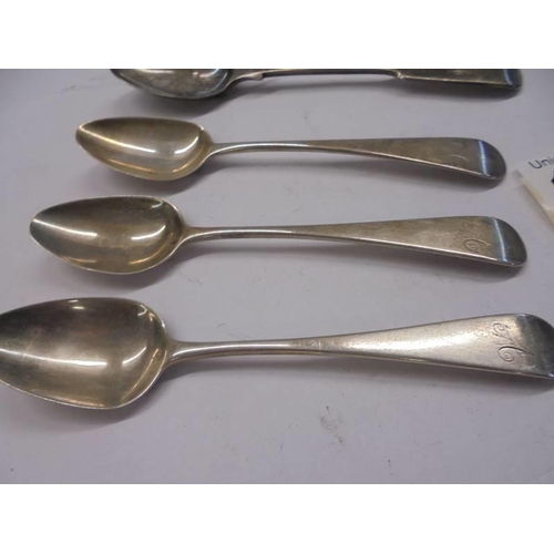 1070 - Five silver teaspoons.