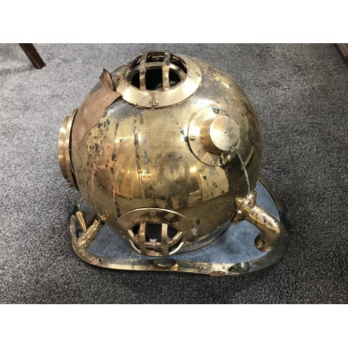 1786 - A large brass deep sea divers ornate helmet