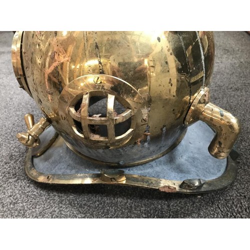 1786 - A large brass deep sea divers ornate helmet