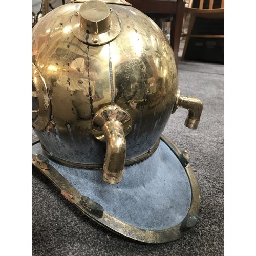 1786 - A large brass deep sea divers ornate helmet