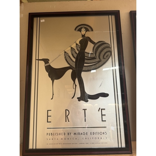 2 - A pair of art deco style vintage ERTE Mirage editions advertising prints. 56 x 82cm