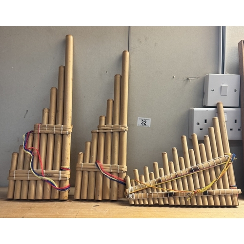 32 - 3 Bamboo pan pipes