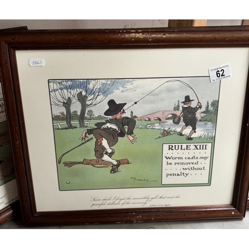 62 - Four Humorous golf prints