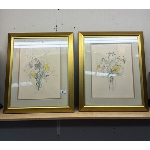 64 - A pair of gilt framed prints of still life flowers 49 x 59cm