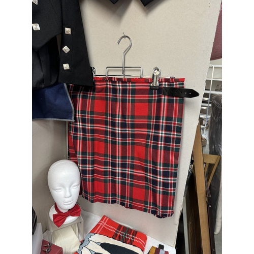 69 - A Kilt, jacket & waistcoat by Hector Russell. Kiltmaker size 42R & A pair of Thistle shoes, Scotland... 