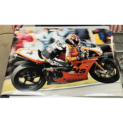 46 - 3 Super bike posters, 1 signed by Carl Fogarty